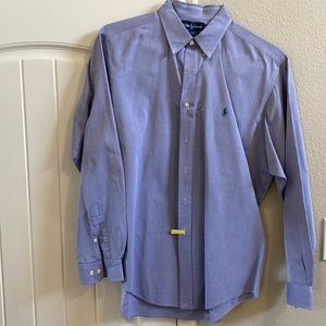 Ralph Lauren 17 inch neck 36/37 sleeve length.  Heavy starched in the picture